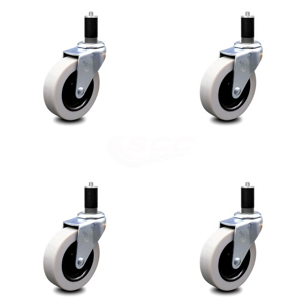 3 Inch Thermoplastic Rubber Wheel 1-3/8 Inch Expanding Stem Caster SCC, 4PK
